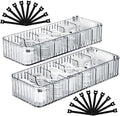 Cable Storage Boxes Organizers 2 Pack,Cord Charger Storage Organizer Box Case with 20pcs Cable Ties,Stackable,Clear