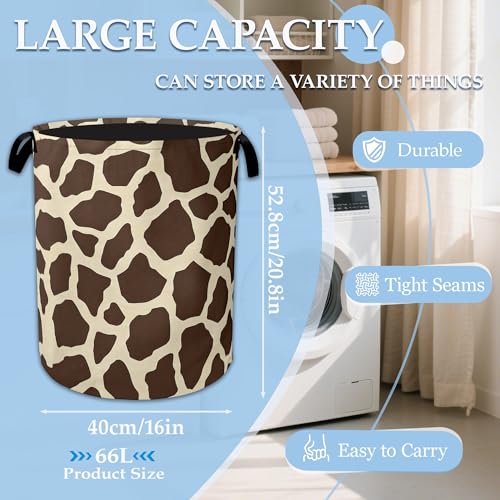 Giraffe Print Large Storage Basket Collapsible Laundry Basket Oxford Storage Bin for Toy Bins Gift Baskets Bedroom Clothes Children Nursery Hamper 16" X 20.8" - color: Giraffe Print