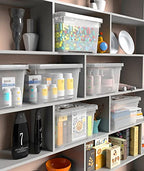 WYT 6-Pack Clear 7 Quart Storage Latch Box/Bins, Plastic Stackable Latching Box with Brown Handle and Lid, Multi-Purpose, 7 Litre - size: 7qt - 6 pack