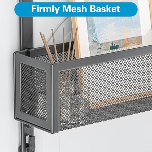 Over The Door Hooks Organizer, Door Hanger Towel Rack with 2 Baskets, Adjustable Over The Door Coat Rack, Back of Door Storage for Bedroom, Kitchen, Bathroom (Black) - color: Black, size: 2 Baskets