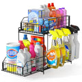 SUEH DESIGN Under Sink Organizer, 2 Tier Bathroom Cabinet Organizer Metal Kitchen Sink Organzier with Hanging Rail for Kitchen Bathroom Organization and Storage, 1 Pack - size: 10.3"W x 15.6"H Wider 1 Pack