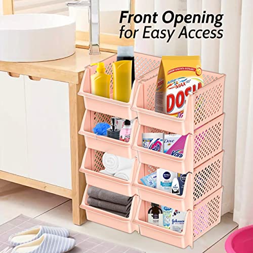 TidyFriend Stackable Storage Bins for Pantry, 4 Pack Stackable Bins For Organizing Food, Kitchen, and Bathroom Essentials (Cream) - color: Cream, size: 4 Pack