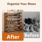 KNERS Bamboo Shoe Rack, Multi-Layer Space-Saving Shoe Organizer for Entryway, Bedroom or Living Room, Stable & Easy to Install, 3-Tier / 5-Tier / 6-Tier Options (6 Layer - 80cm) - size: 6 Layer - 80cm