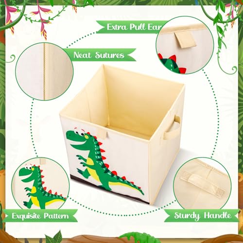Kigley 6 Pcs Collapsible Cube Storage Bins Kids Foldable Storage Cube Organizer Fabric Toy Box Decorative Kids with Handles for Home Nursery Bedroom, 10.6 x 10.6 Inch(Classic Animal) - style: Classic Animal