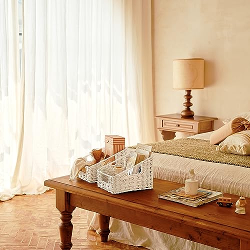 GRANNY SAYS Wicker Basket with Handles, Trapezoid Decorative Woven Baskets, Waterproof Wicker Storage Baskets for Shelves, Basket for Organizing, Butter Milk, 2-Pack - color: Butter Milk, size: 2x 10¼"D x 7½"W x 7¼"H