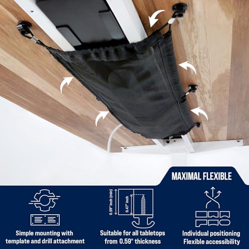 Cable Management net - Under Desk Wire Management - Flexible Under Desk Cable Management Tray Black - color: Black