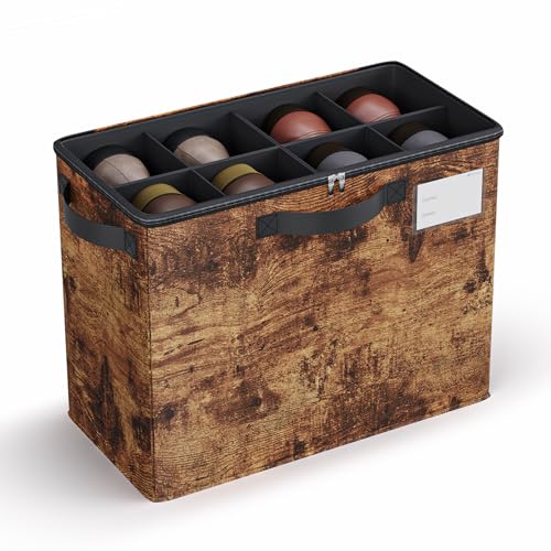Varhomax Shoe Organizer Box for Closet, Small Fabric Shoe Storage Bin with Adjustable Dividers & Clear Cover, Saving Space Sneakers & Sandals Containers for Entryway, Cubby - color: Rust Brown-Small 1 Pack