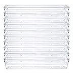 Kingrol 10 Pack 12 x 3 x 2 Inch Clear Drawer Organizer Trays, Desk Drawer Divider Storage Bins, Storage Box Set for Kitchen Bathroom Office Supplies