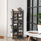 Simple Houseware 16 Cube Shoe Stand Tower Rack 8 Tier with Top Shelf and Side Hanging Pockets, Dark Gray - color: Dark Gray