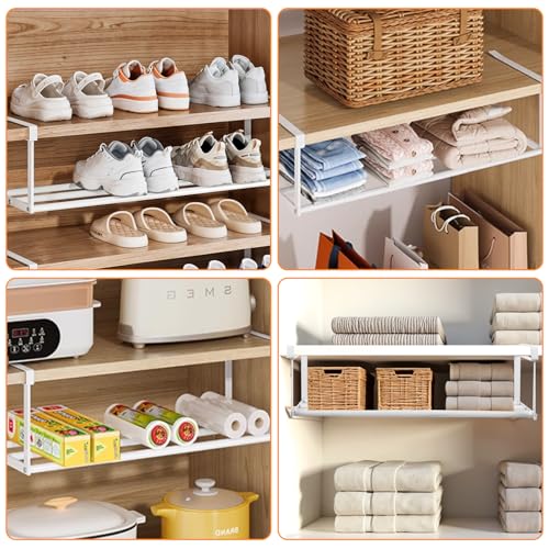 2 Pcs Expandable Shoe Rack Organizer for Closet,Adjustable Hanging Shoe Rack & Under Cabinet Shelf Under Shelf Storage for Shoes or Clothing Storage and Organization Save Space
