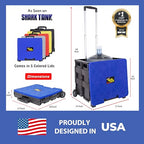 dbest products Quik Cart Collapsible Rolling Crate on Wheels for Teachers Tote Basket, 80 lbs Capacity, Blue Lid Made from Heavy Duty Plastic and used as a Seat - color: Black, Blue, style: Standard