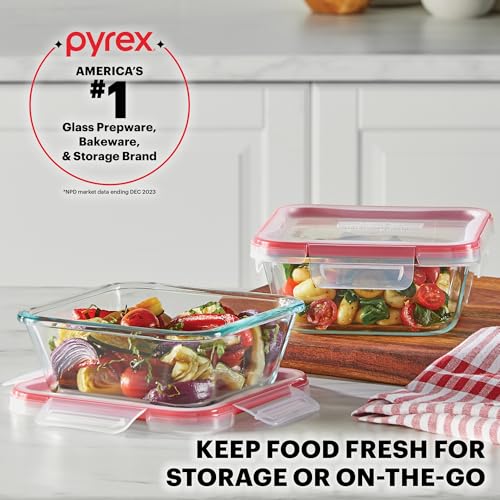 Pyrex Freshlock (10-Pack) Mixed Sized Airtight Glass Food Storage Container Set, Non Toxic, with Plastic BPA-Free Leakproof Locking Lids - size: 10 Pack