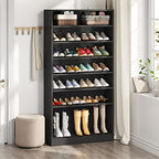 Tribesigns Tall Shoe Cabinet, 9 Tiers 40-45 Pairs Heavy Duty Wood Freestanding Shoe Storage Cabinet, 70.8'' Tall Shoe Cabinet with Open Storage for Entryway (1, Black) - color: Black