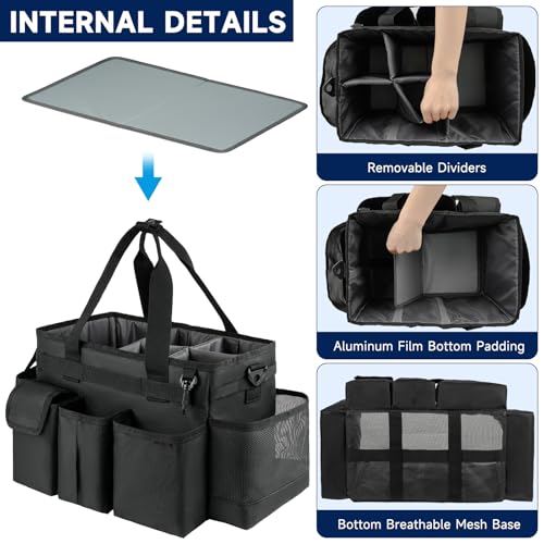 Cleaning Caddy,Cleaning Bag for Housekeepers,Cleaning Supplies Organizer with Handle,Black - color: Black, size: Medium