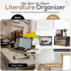 Wooden Paper Organizer 20.25"W x 12.25"H x 13.25"D, 6-Tier Storage for 12"x18" & 11"x17" Sheets, Includes Matching Pen Holder & Tray, Ideal for Office, Home, Art Room and Classroom - size: full set 20.25"W x 12.25"H x 13.25"D