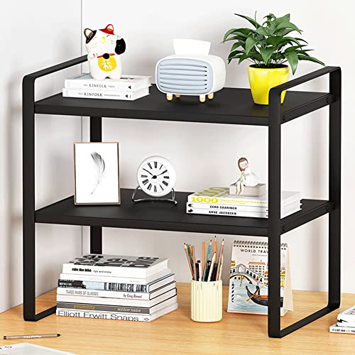 SIDIANBAN Desktop Organizer Shelf Office Storage Rack Computer Desk Bookshelf Adjustable Display Shelf for Office Supplies (Black) - color: Black Rack & Black Board