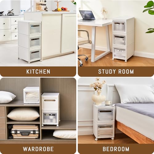 Shoe Box Shoe Storage Box Shoe Storage Organizer ，Under Bed Shoe Storage， With Wheels Stackable (White, 3 Pack) - color: White, 3 Pack