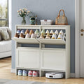 Shoe Storage Cabinet with 4 Flip Drawers, Freestanding Legs for Entryway, Slim Off White - size: 4 Flip Door