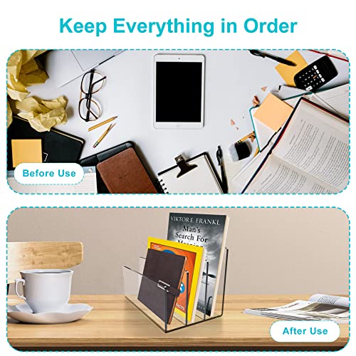 Boloyo Acrylic File Holder,2PC 3 Sections Clear File Organizer Mail Letter Sorter Desktop Folder Holder for Home Office School Envelope Bill Filling Paper Document - color: Clear, size: 3 Sections(2PC)