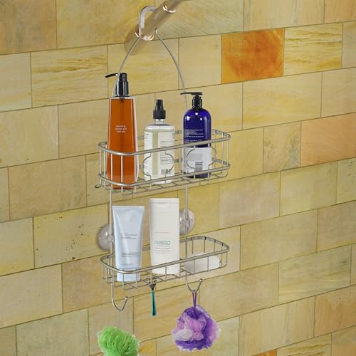 Simple Houseware Bathroom Hanging Shower Head Caddy Organizer, Silver (24 x 10.2 x 4.25 inches) - color: Silver, size: Medium