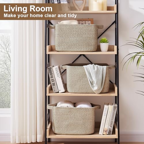 OIASKET Storage Basket for Organizing, Woven Baskets for Storage, Rectangle Decorative Baskets for Shleves, Closet, Toys, Books, Nursery Organizer Bins - Pack of 3 (Brown, 13"x9.85"x8.7") - color: Brown, size: 13"x9.85"x8.7"