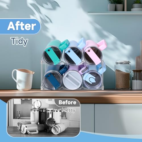 Stackable Water Bottle Organizer for Stanley 40 oz Tumbler, Water Bottle Holder for Cabinet, Pantry Kitchen Organizers and Storage for Stanley Cup Accessories, Tumbler Organizer and Wine Rack, 2Pack - size: SPO-JM-2Pack