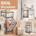 PLKOW Tilt Out Laundry Hamper with Shelf, Laundry Basket Laundry Hamper Cabinet with Removable Liner Bag, 65 Liter, 15.8L x 15.8W x 40H Inch