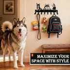 Dog Leash Holder for Wall, Key Holder Wall Mount with 8 Metal Hooks, Screw Mounted Pet Leash Organizer for Entryway, Keys, Collars, Harnesses and Bags - style: 8-Hook