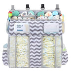 Accmor Changing Table Diaper Organizer, Hanging Diaper Caddy Organizer Stacker for Cribs Changing Table Playard Wall Baby Essentials Storage, Stripe - style: Double Enlarged-Stripe