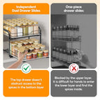Spice Rack Organizer for Cabinet, 2 Tier Pull Out Spice Rack – Heavy Duty Metal Spice Organization for Cabinet, 50-Jar Capacity, Height Adjustable Cabinet Organizer (11.5W" X 10.5"D X 9"H, Black) - size: 11.5W" X 10.5"D X 9"H - 2 Tier