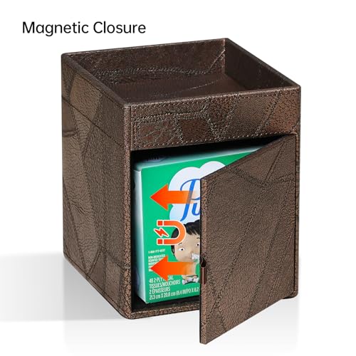 Square Tissue Box Cover, Stylish Leather Tissue Box Holder with Storage Tray, Decorative Tissue Rack Storage Box for Living Room, Bedroom, and Office Desk (Brown Vintage) - color: Brown Vintage