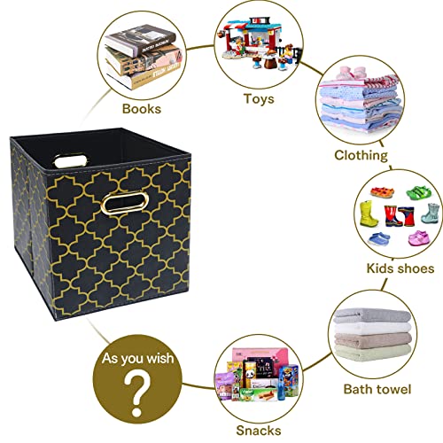 Fabric Cloth Storage Bins,Fabric Cube Organizer with Dual Handles Foldable Cube Storage Baskets for Home Bedroom Storage,Set of 3,(Grey Gold) - color: Grey Gold, size: 3 Pack