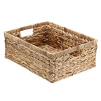Wicker Basket for Shelf Natural Water Hyacinth Storage Baskets with Built-in Handles Rectangular Handwoven Basket Bin for Bathroom Kitchen Home Decor,16"x12"x6" - size: 16"Lx12"Wx6"H