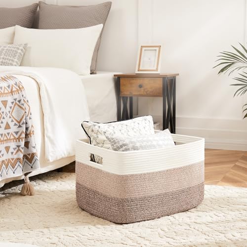 Artfeel Blanket Basket,Rectangle Woven Baskets for Storage,100L Laundry Basket for Decorative Nursery Blanket,Toys,Dirty Clothes and Magazine in Shelves,Baby Room,and Living Room - color: ‎Brown, size: 100L