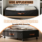 AVOKIHI 2 Pack Under Bed Storage with Wheels (Adjustable Height 7.9"-9.5"), 75L Rolling Underbed Storage Containers, Collapsible Metal Frame & Washable Fabric Drawer for Clothes, Shoes, Blankets