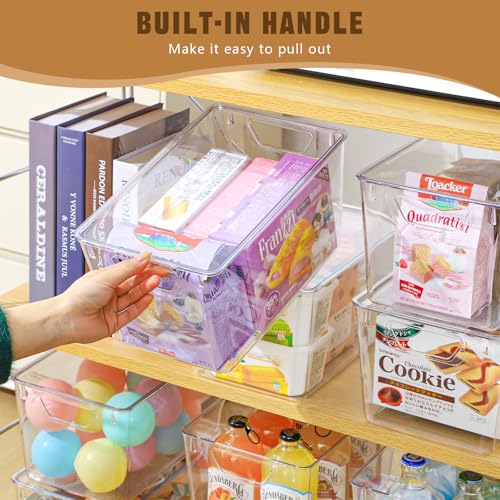 6 Pack Clear Storage Bins with Lids, 7 Quart Stackable Storage Boxes for Storage and Organization, Plastic Storage Containers with Lids, Plastic Bins with Handles for Office, Bedroom, Study Room - size: 6 Pack