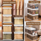 Stackable Wardrobe Clothes Organizer, Jeans Compartment Plastic Storage Box with Detachable Dividers lid, Wardrobe Clothes Cabinet for Toys Snacks Books, Clear Brown (9 Grids)