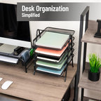 Mind Reader 5-Tier Paper Tray, Desktop Organizer, File Storage, Office, Metal Mesh, 11.75"L x 14"W x 15"H, Set of 2, Black - style: 5-Tier
