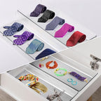 Ohlove 6 Pcs Large Clear Plastic Drawer Organizers Tray 15" x 6.3" Storage Bins with 25 Pcs Non-Slip Pads for Makeup, Jewelries, Kitchen Utensils, Bathroom and Office - size: 15"x6"