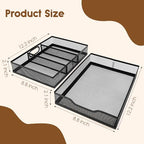 Yummy Sam 2 Pack Desk Drawer Organizer Tray, Office Drawer Organizer Tray with 2 Dividers, Metal Mesh Drawer Organizers for Desk, Desktop, Office Supplies, 12.2X8.8x2.1Inches