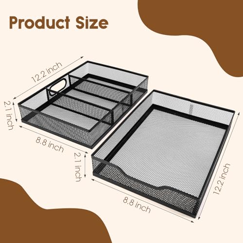 Yummy Sam 2 Pack Desk Drawer Organizer Tray, Office Drawer Organizer Tray with 2 Dividers, Metal Mesh Drawer Organizers for Desk, Desktop, Office Supplies, 12.2X8.8x2.1Inches