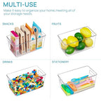 Vtopmart Clear Plastic Storage Bins, 6 PCS Pantry Organizer Bins with Handle for Refrigerator, Fridge, Cabinet, Kitchen, Countertops, Cupboard, Freezer Organization and Storage, Small - size: S(9.4”L x 5.3”W x 4.3”H)