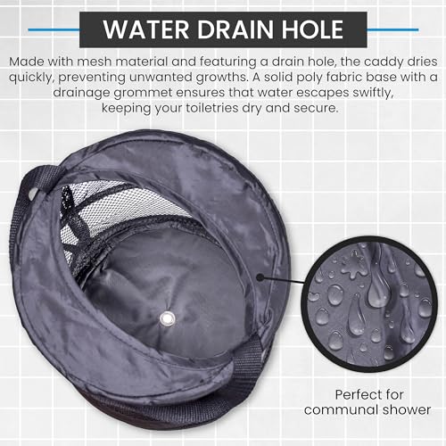 Handy Laundry Foldable Shower Caddy - Collapsible, Portable, Drainage Hole, Carry Handle, Large Compartments, Great Organizer for Camp, Travel, Gym, and Dorm (Black) - color: Black, size: Large
