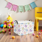 HIYAGON Rectangular Easter Basket Fabric Storage Bin Boxes Collapsible Baby Girl Basket for Clothes Books Shelves Basket(Bowknot Egg) - color: Bowknot Egg