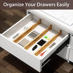 DUCOO 4 PCS Drawer Divider, 17"-22" Adjustable Bamboo Drawer Dividers Organizers, Expandable Separators for Kitchen, Clothes, Dressers, Home, Office - color: Natural