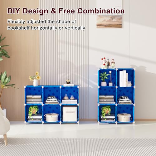 UNKU Cube Storage Organizer, 6 Cube Closet Organizer Storage Shelves, DIY Stackable Bookcase, Clothes Organizer Shelf for Closet, Bedroom, Living Room, Cabinet, Home, Office, Blue - color: Blue, size: 6cube