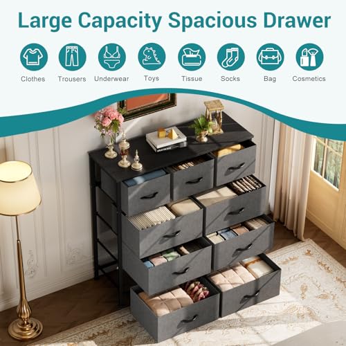 OLIXIS 9 Drawers Storage Organizers Units, Closet Organizers and Storage for Clothes, Fabric Storage Drawer for Living Room, Chest of Dresser in 39.4" D x 11.8" W x 39.9" H, Grey - color: Grey, size: 39.4"D x 11.8"W x 39.9"H (9 Drawers)