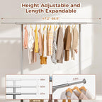 Luxspire Heavy Duty Clothes Rack Load 650 LBS, Double Rod Clothing Racks for Hanging Clothes, Rolling Garment Racks with Lockable Wheels, Shelves, Adjustable Laundry Hanging Rack, Silver - color: Silver