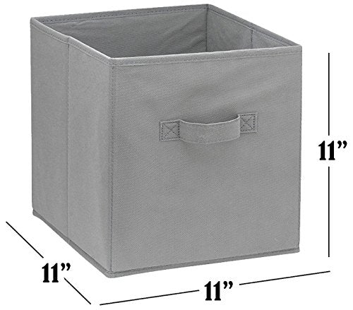 Handy Laundry Foldable Cube Storage Bins - 6 Pack - Decorative Fabric Storage Cubes are Collapsible & Great Organizer for Shelf, Closet or Underbed. Convenient for Clothes or Kids Toy Storage (Grey) - color: Grey