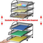 Simple Houseware 3-Tier Stackable and Sliding Desktop Document Letter Tray Organizer, Black